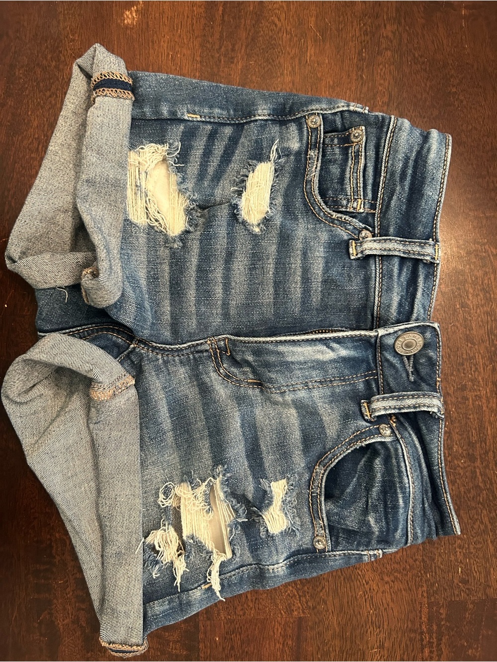 American Eagle Outfitters Distressed Blue Denim Jean Shorts